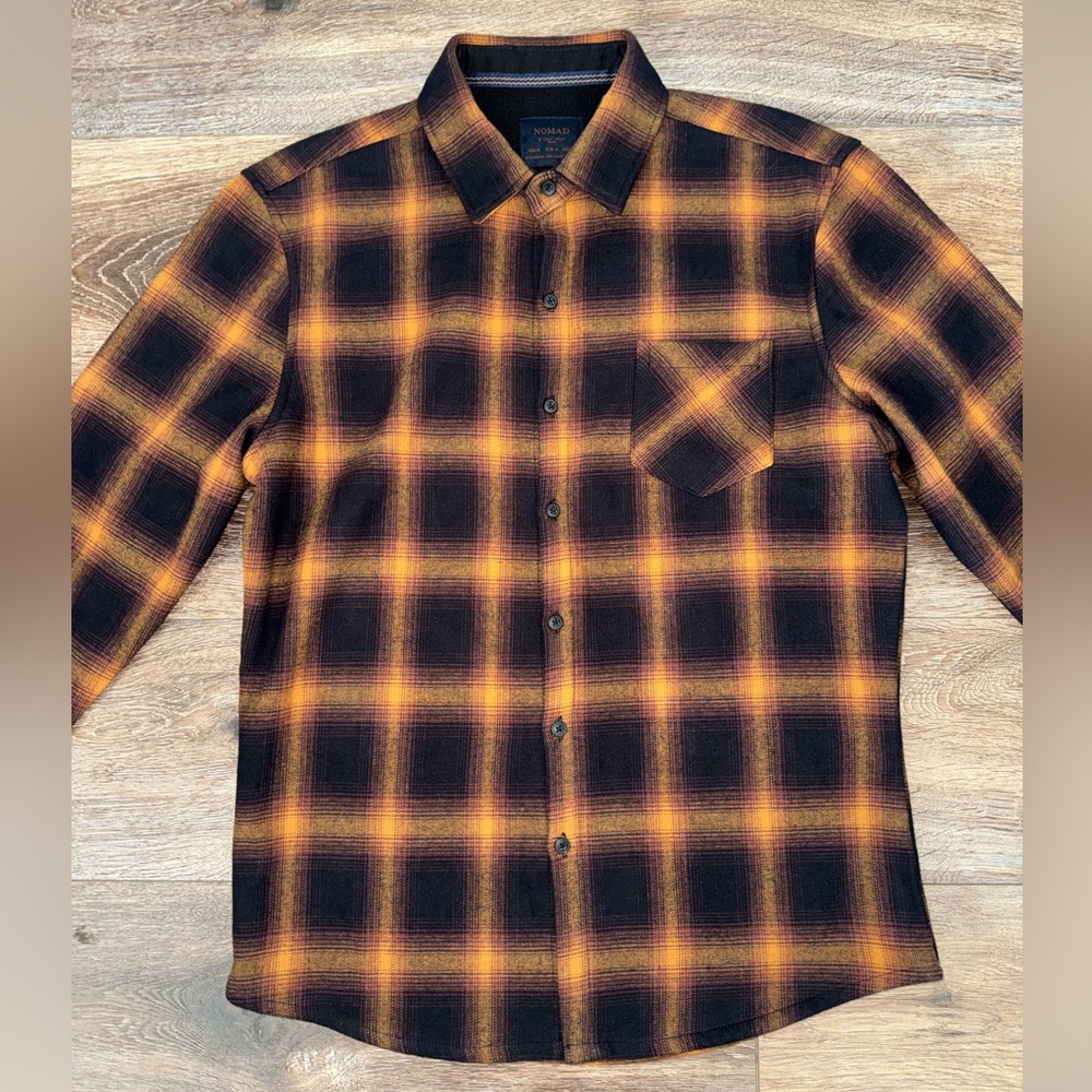 Nomad by Craft + Flow Rust Black Plaid Sierra Lined Flannel Size M 🍂LIKE NEW🍂 - Picture 6 of 14